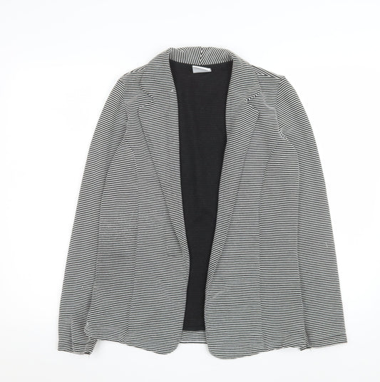 Next Women Black and White Striped Single Breasted Blazer Size 14
