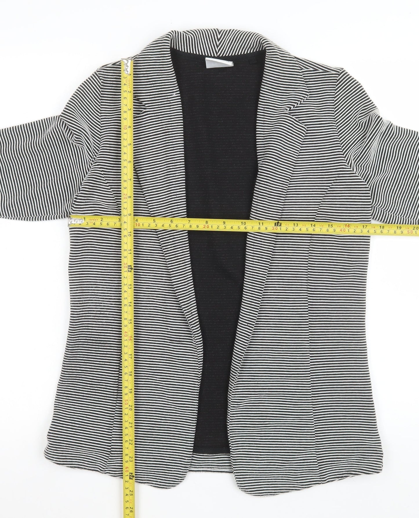 Next Women Black and White Striped Single Breasted Blazer Size 14