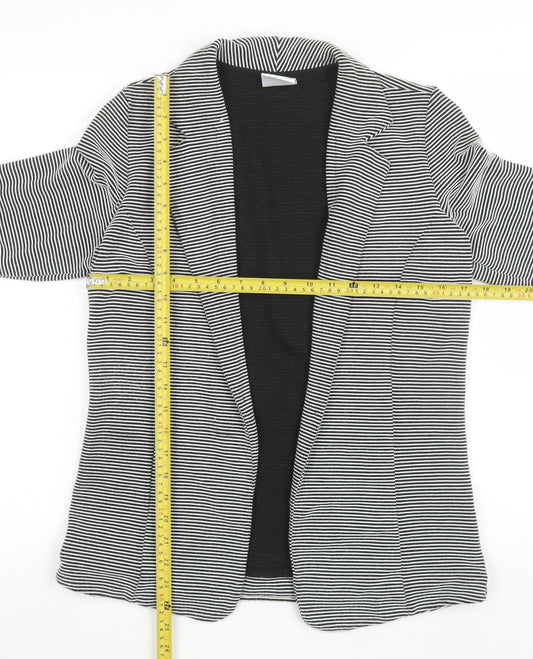 Next Women Black and White Striped Single Breasted Blazer Size 14