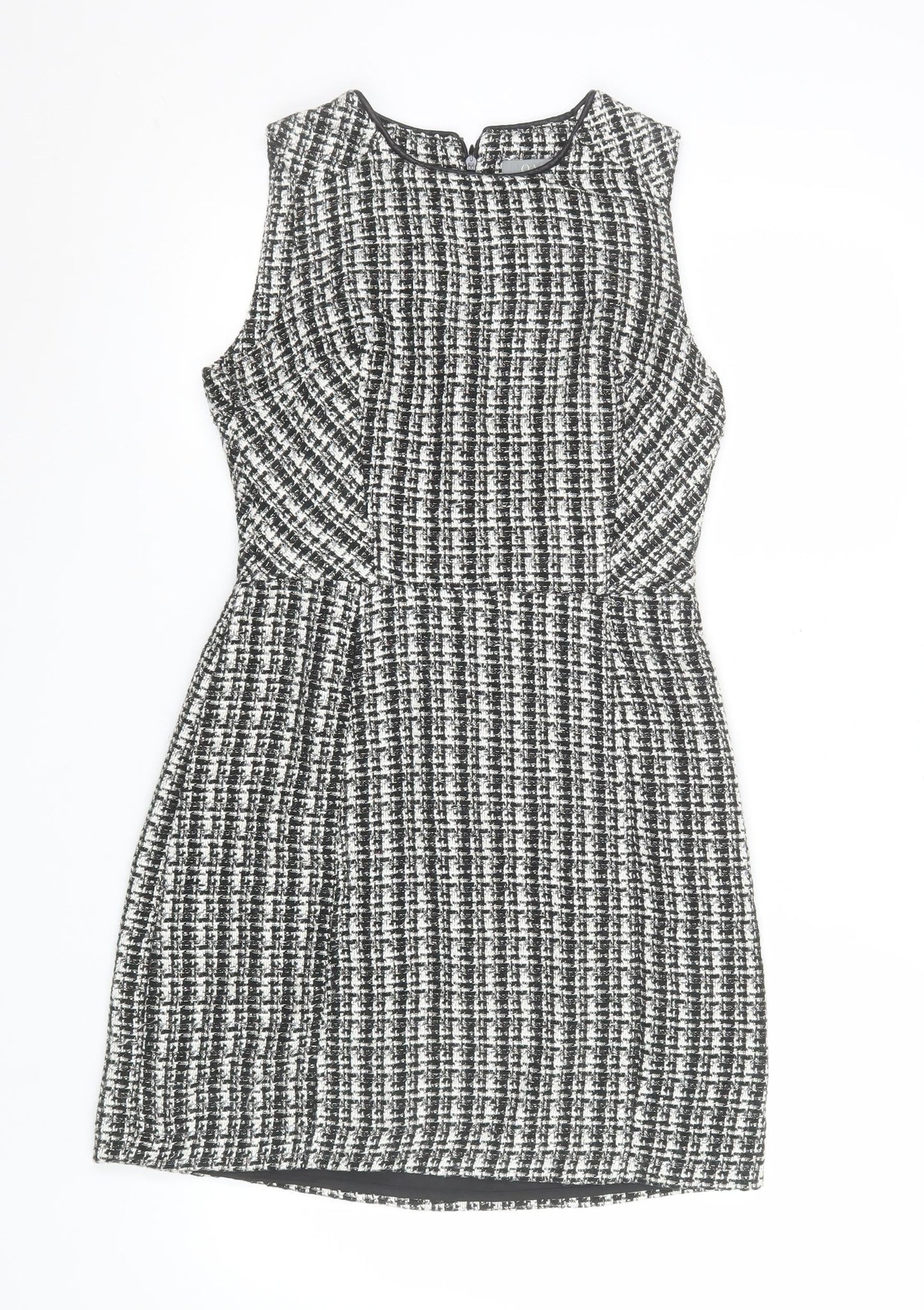 Oasis Women Black Check Sleeveless Shift Dress Size 10