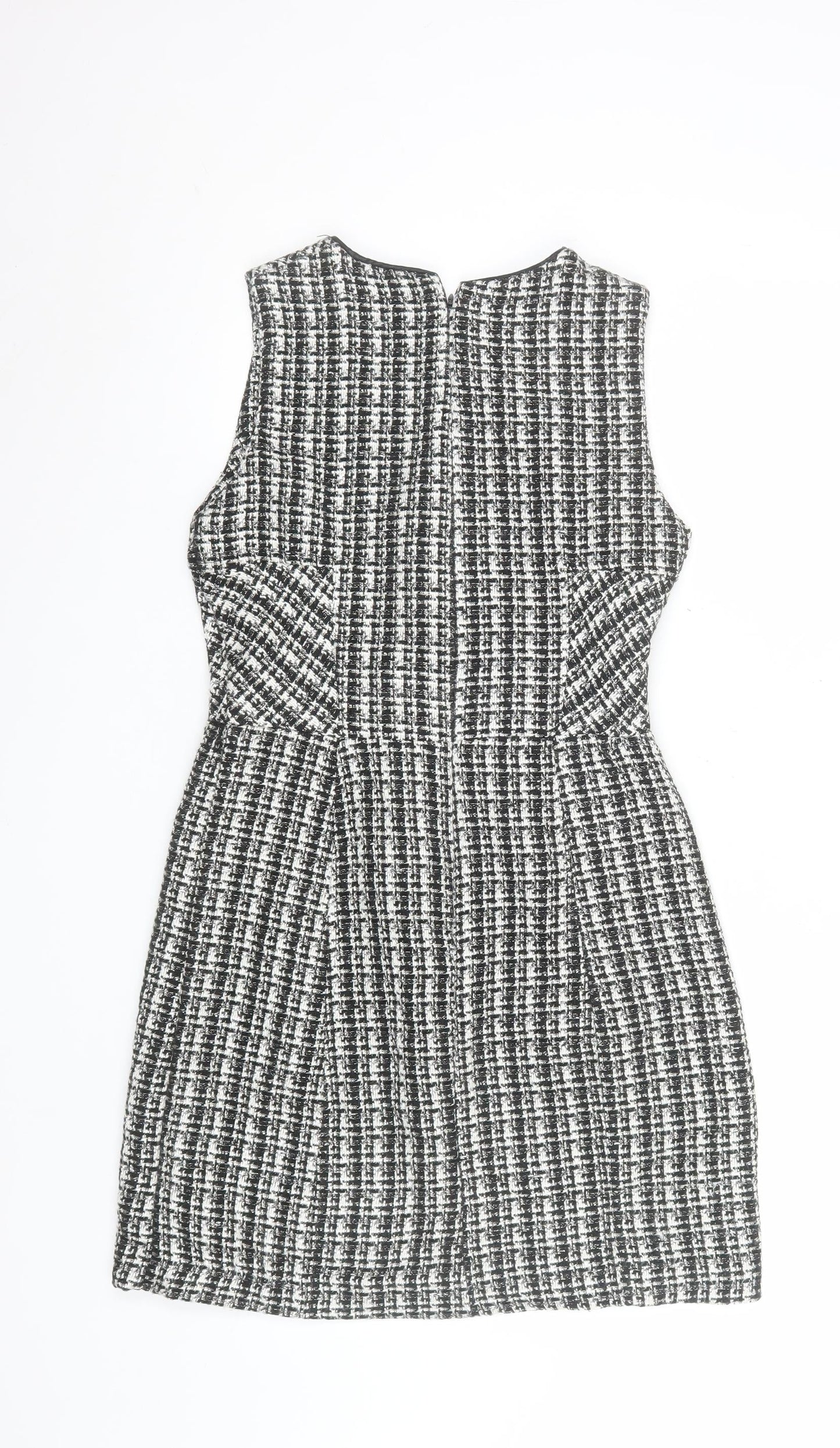 Oasis Women Black Check Sleeveless Shift Dress Size 10