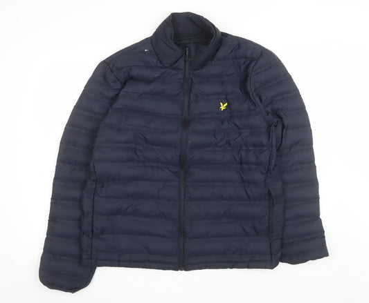 Lyle & Scott Men's Blue Puffer Jacket Size L Nylon Winter Casual