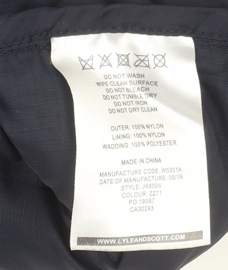 Lyle & Scott Men's Blue Puffer Jacket Size L Nylon Winter Casual