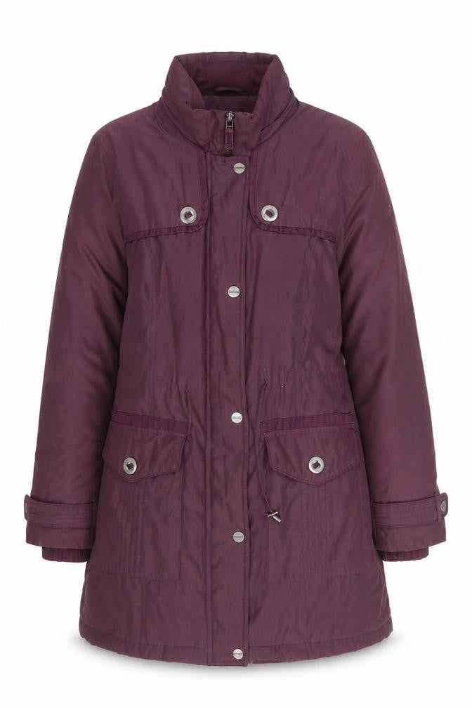 Marks & Spencer Women’s Purple Parka Coat M Long with Faux Fur Trim