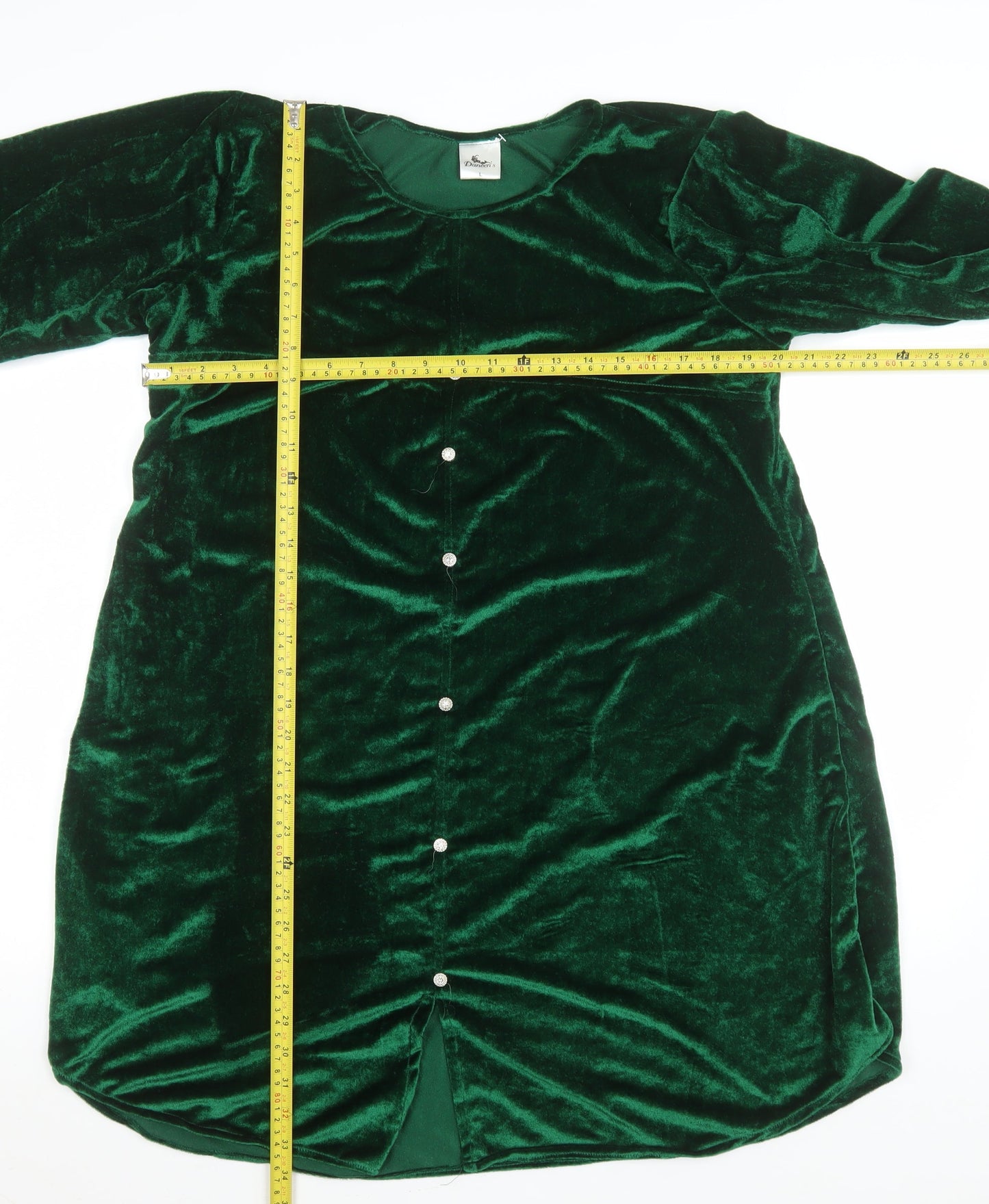 Daneen’s Women Green Velvet Shift Dress L Party Knee Length