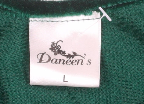 Daneen’s Women Green Velvet Shift Dress L Party Knee Length