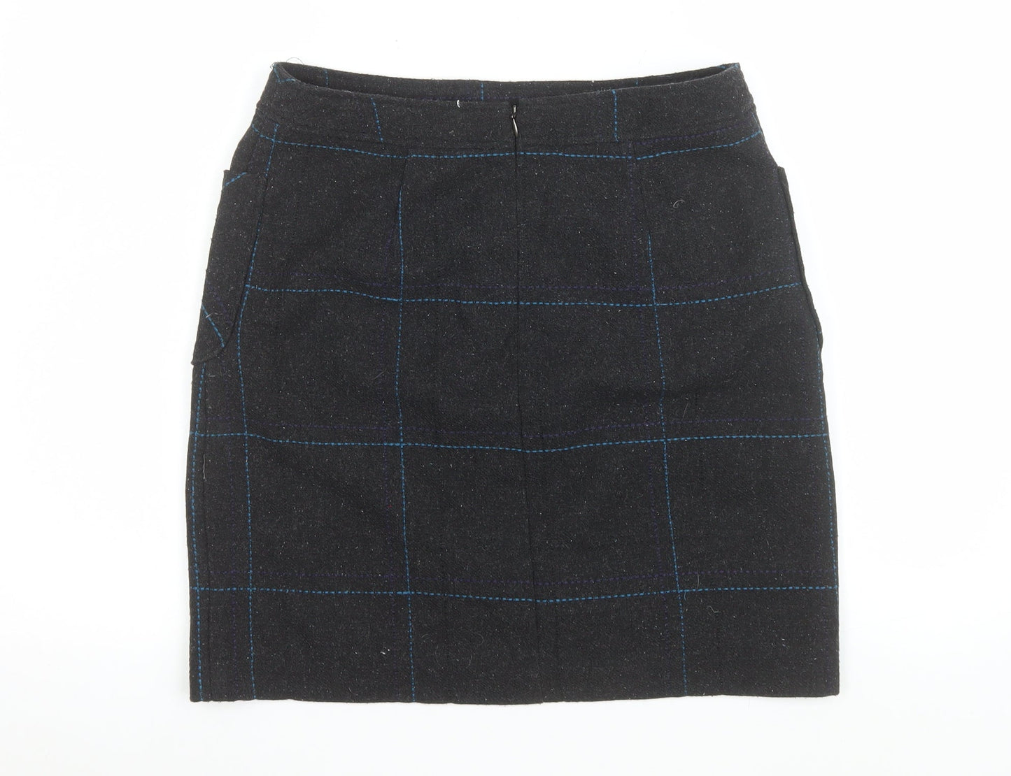 White Stuff Women Black Check Tweed Pencil Skirt Size 10
