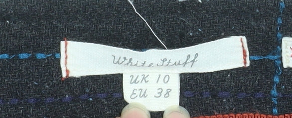 White Stuff Women Black Check Tweed Pencil Skirt Size 10