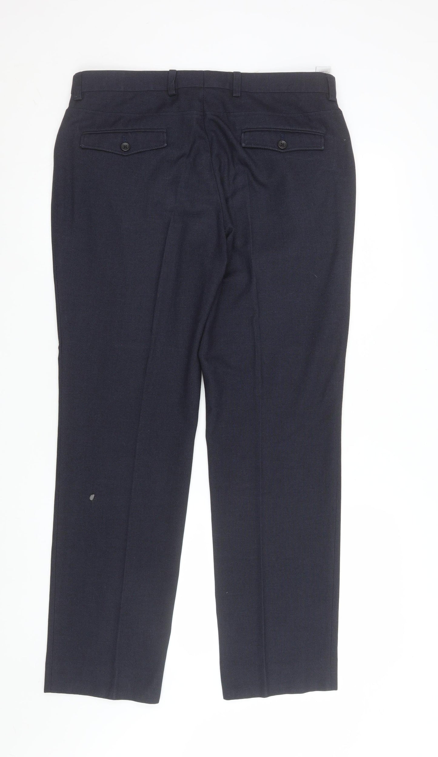 Next Men's Blue 34R Regular Fit Dress Pants Trousers