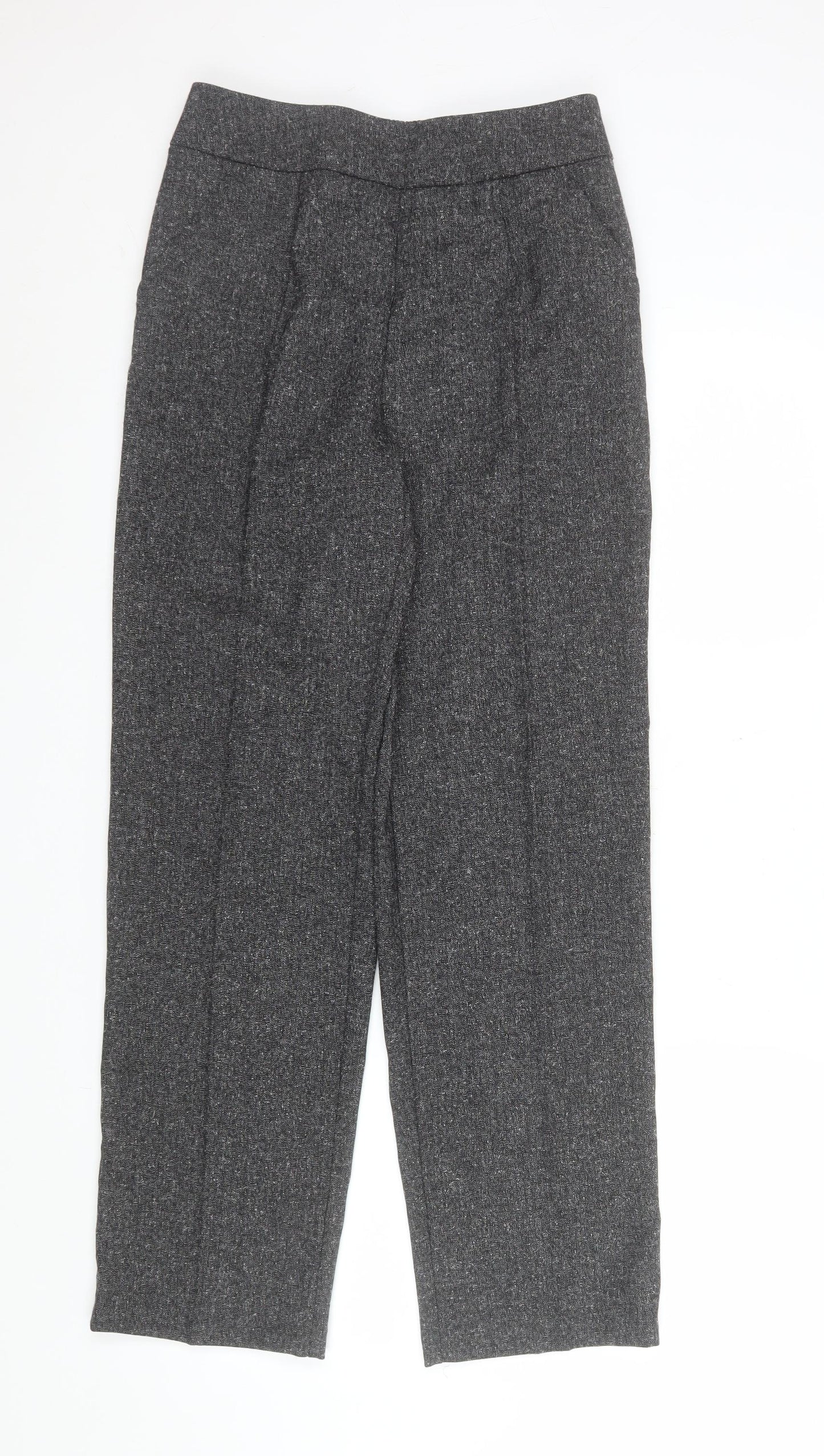 David Nieper Women Grey Size 10 Straight Leg Trousers Elastic Waist