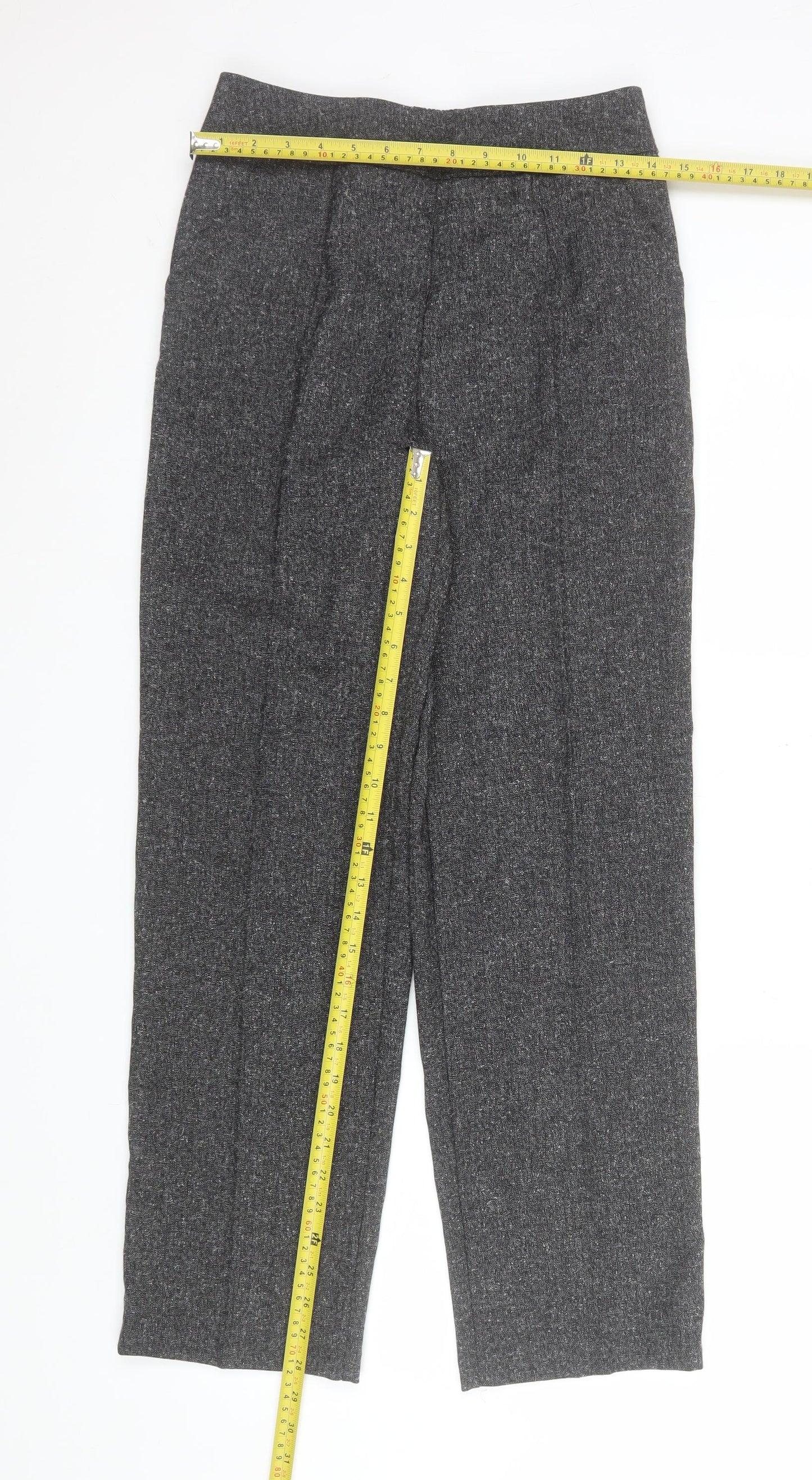 David Nieper Women Grey Size 10 Straight Leg Trousers Elastic Waist