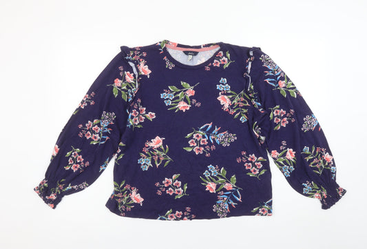Womens UK Size 10 Joules Blue Cotton Blend Blouse