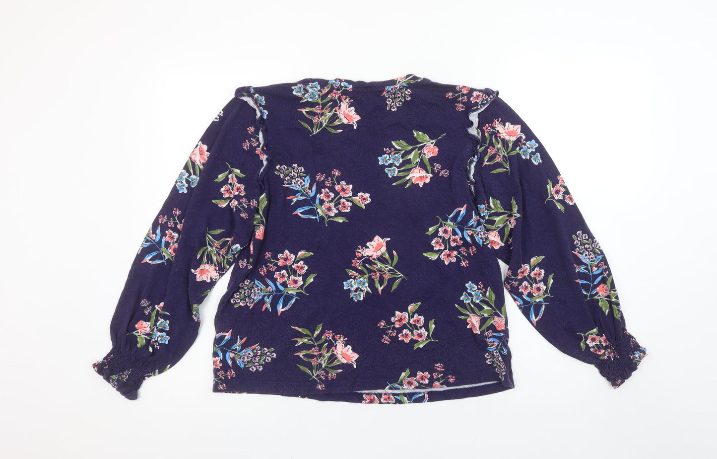 Womens UK Size 10 Joules Blue Cotton Blend Blouse