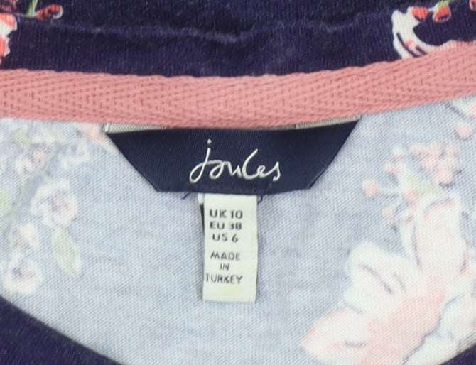 Womens UK Size 10 Joules Blue Cotton Blend Blouse