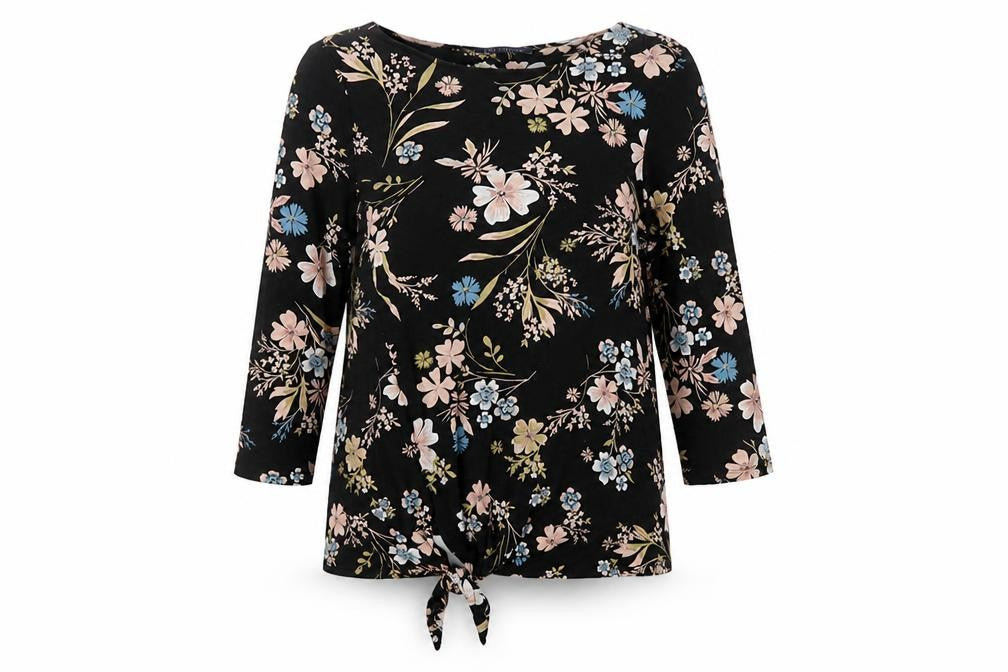 Marks and Spencer Womens Black Floral Tunic Blouse Size 10