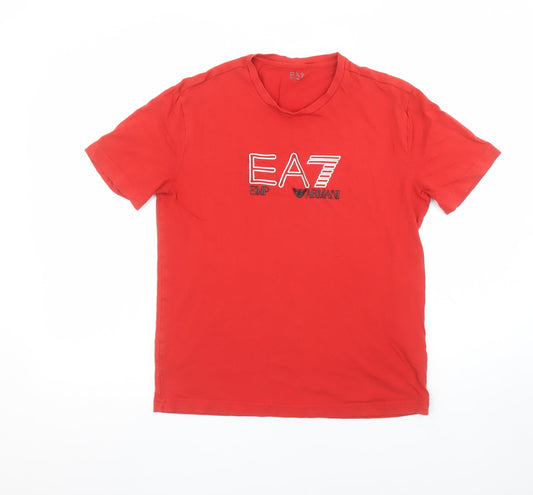Mens UK Size S Emporio Armani Red  Cotton T-Shirt