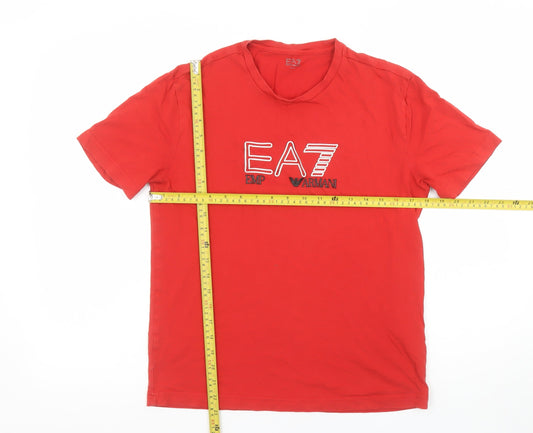Mens UK Size S Emporio Armani Red  Cotton T-Shirt