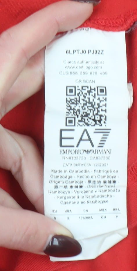 Mens UK Size S Emporio Armani Red  Cotton T-Shirt