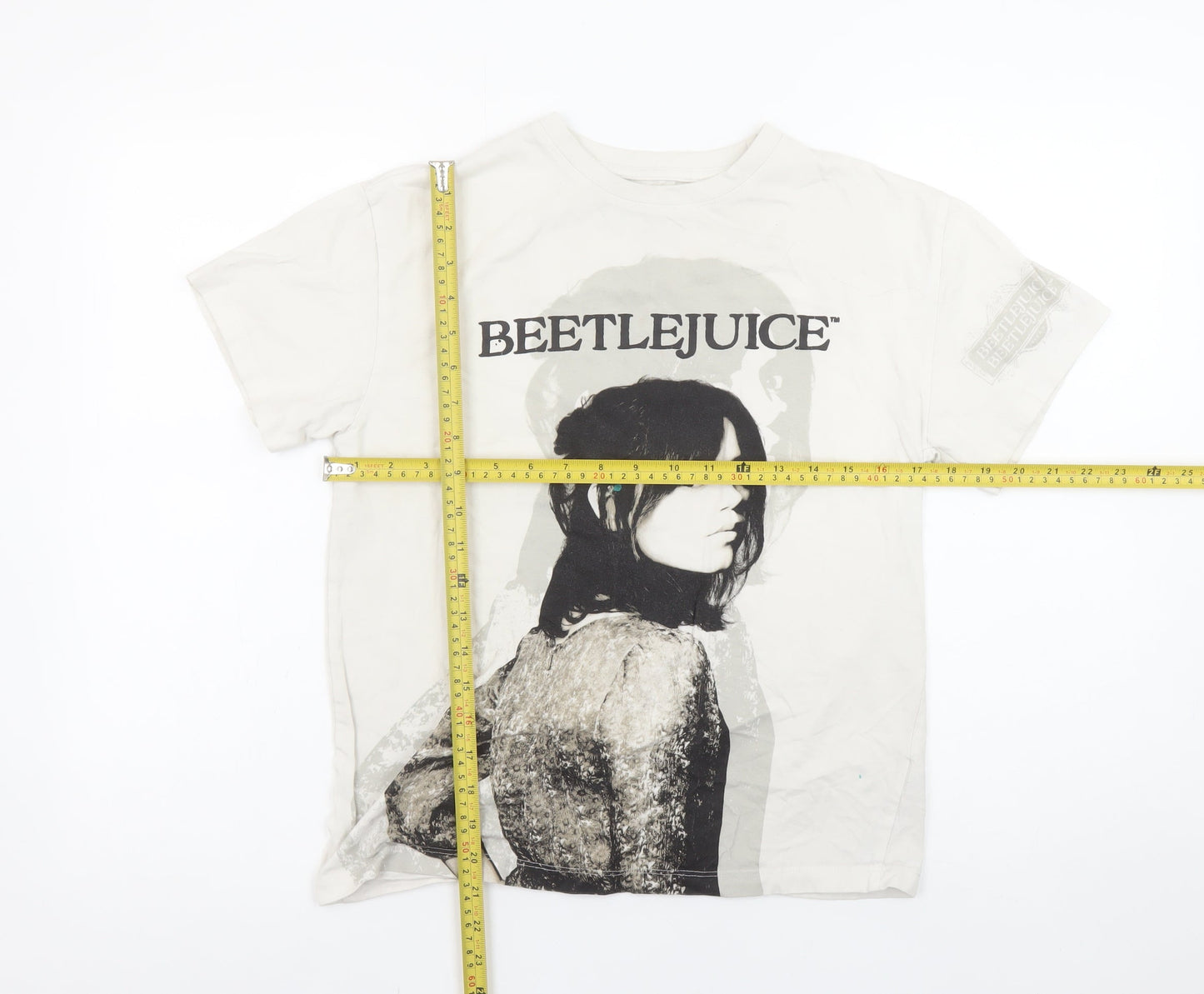 Primark Girls Beige Beetlejuice Graphic T-Shirt 12-13 Years 158cm
