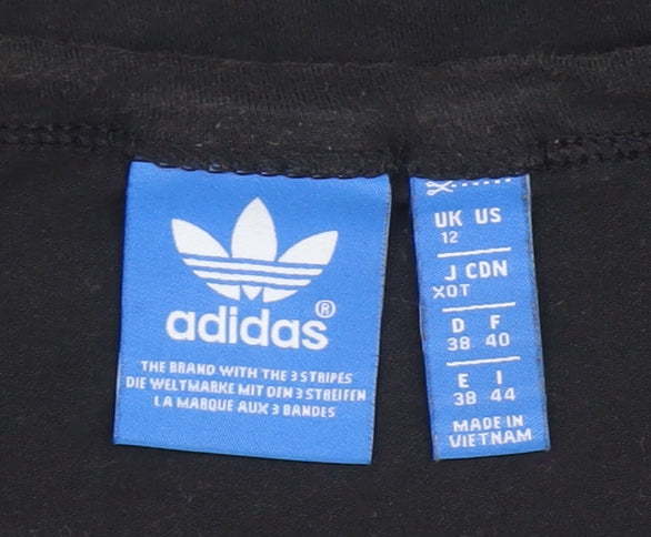 Womens UK Size 12 adidas Black Cotton Blend T-Shirt