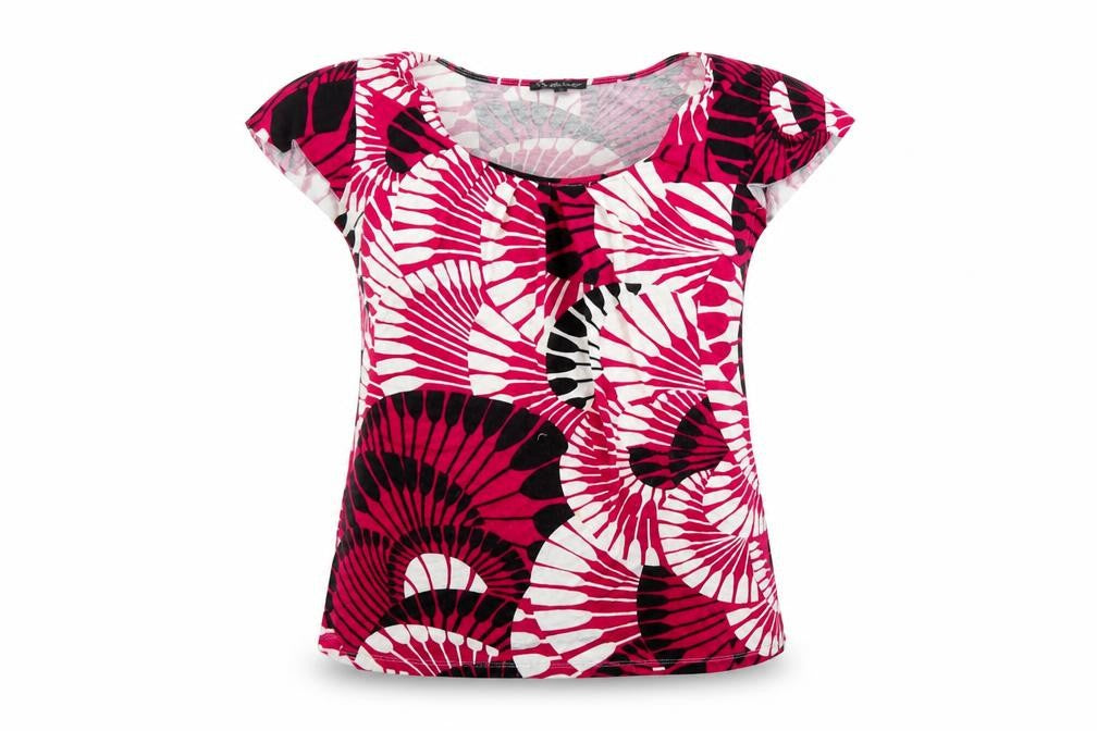 Elle Louise Women’s Pink Geometric Viscose Stretch T-Shirt Size 16