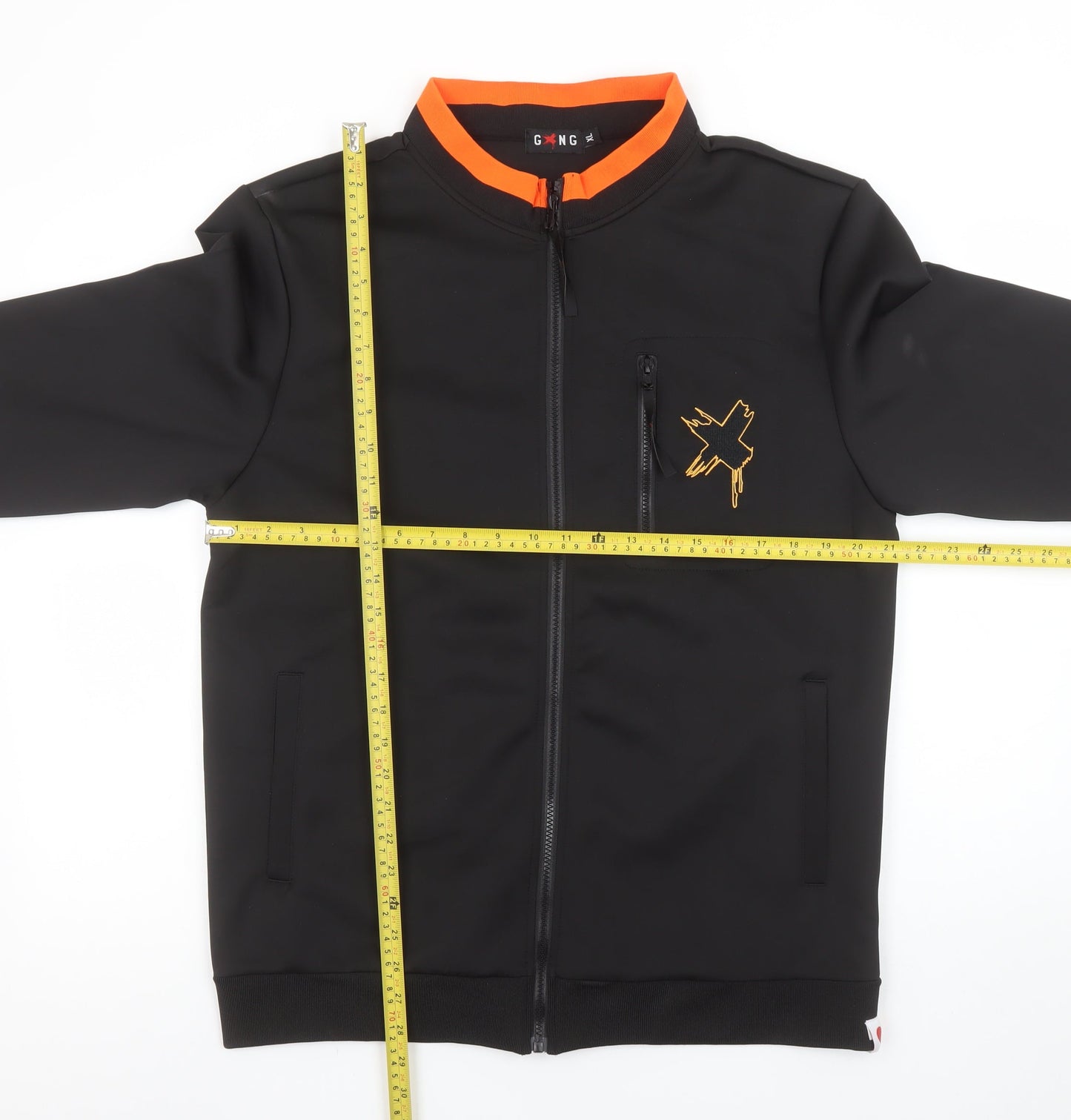 GONG Men's Black XL Full Zip Sweatshirt with Logo Trim
