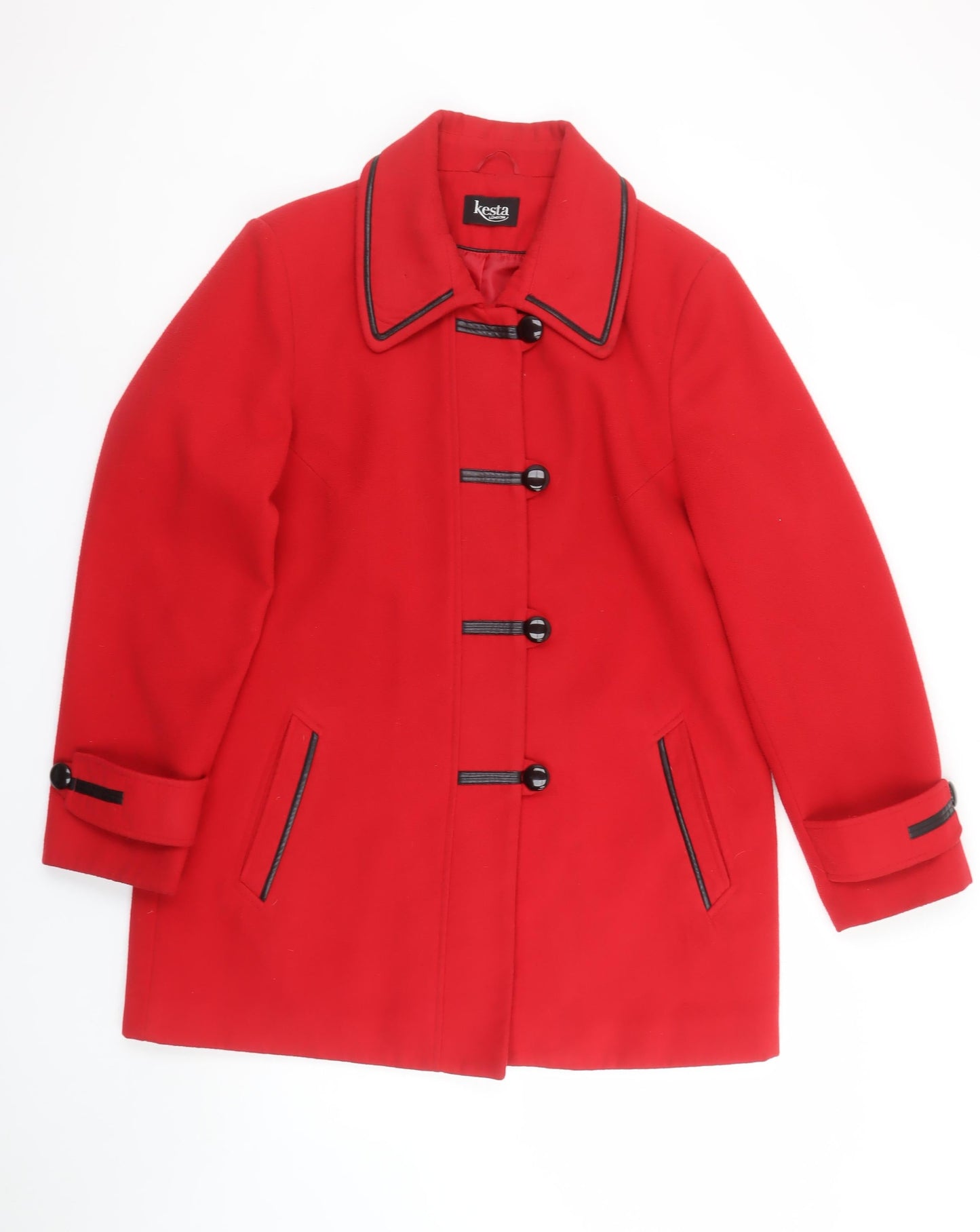 Kesta London Women's Red Mid-Length Button Coat Size 16