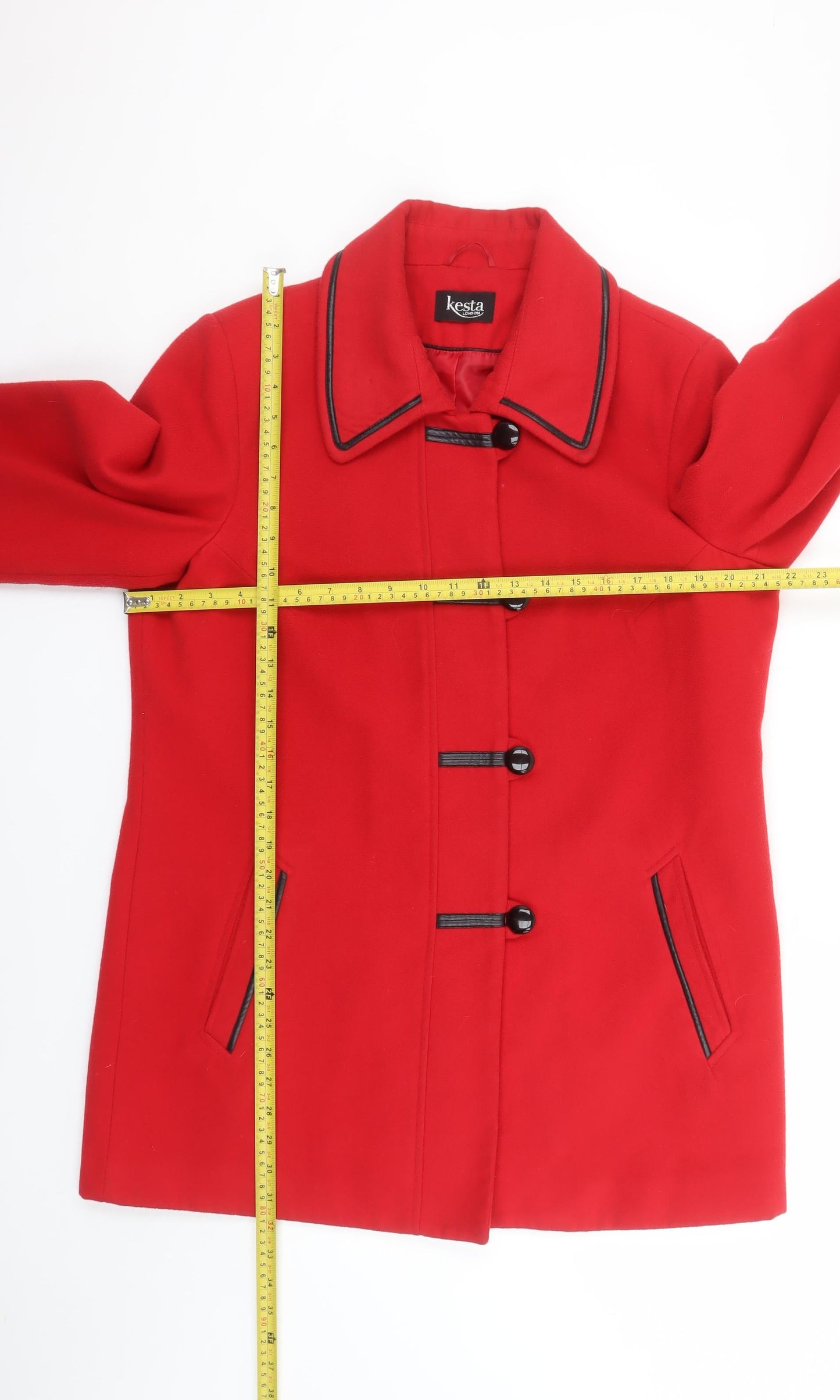 Kesta London Women's Red Mid-Length Button Coat Size 16