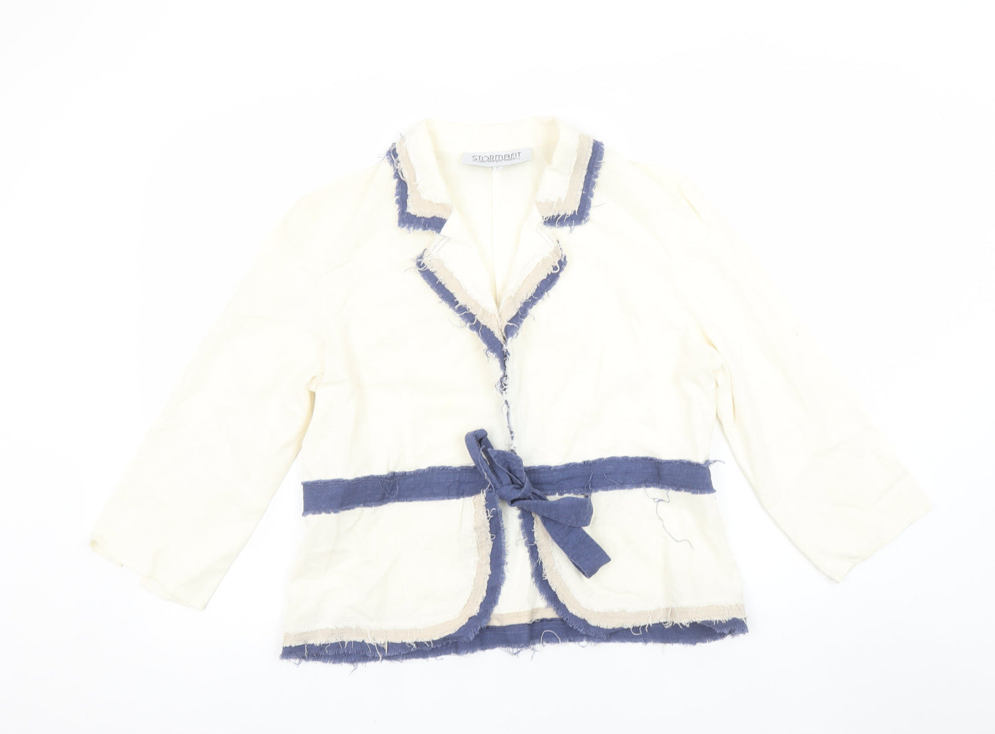 Stormafit Women’s Ivory Linen Blend Belted Blazer Jacket Size 16