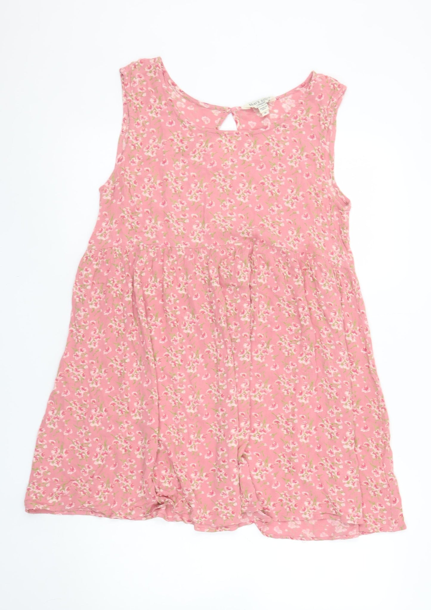 Brave Soul Women Pink Floral Sleeveless Shift Dress M