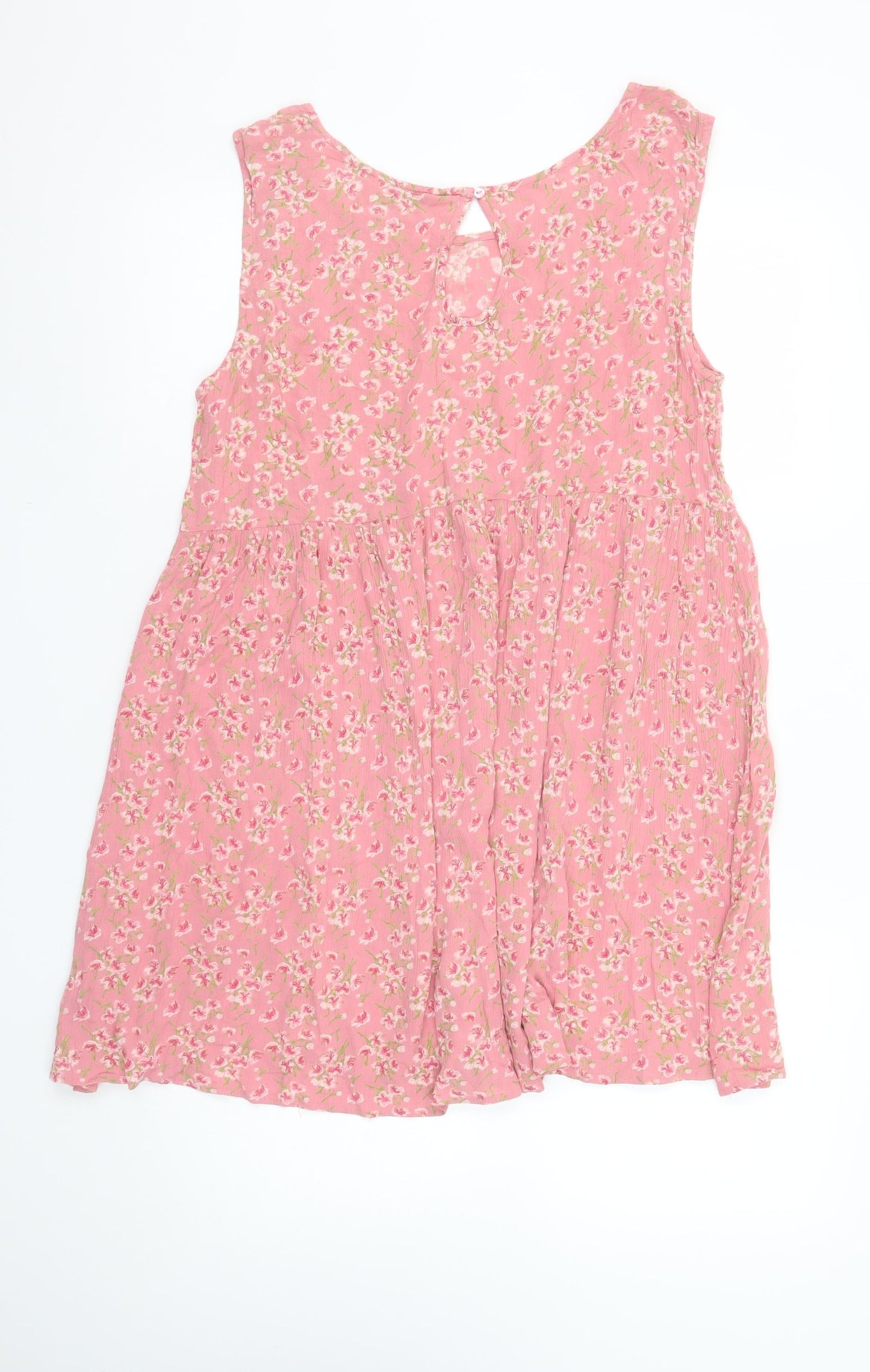 Brave Soul Women Pink Floral Sleeveless Shift Dress M