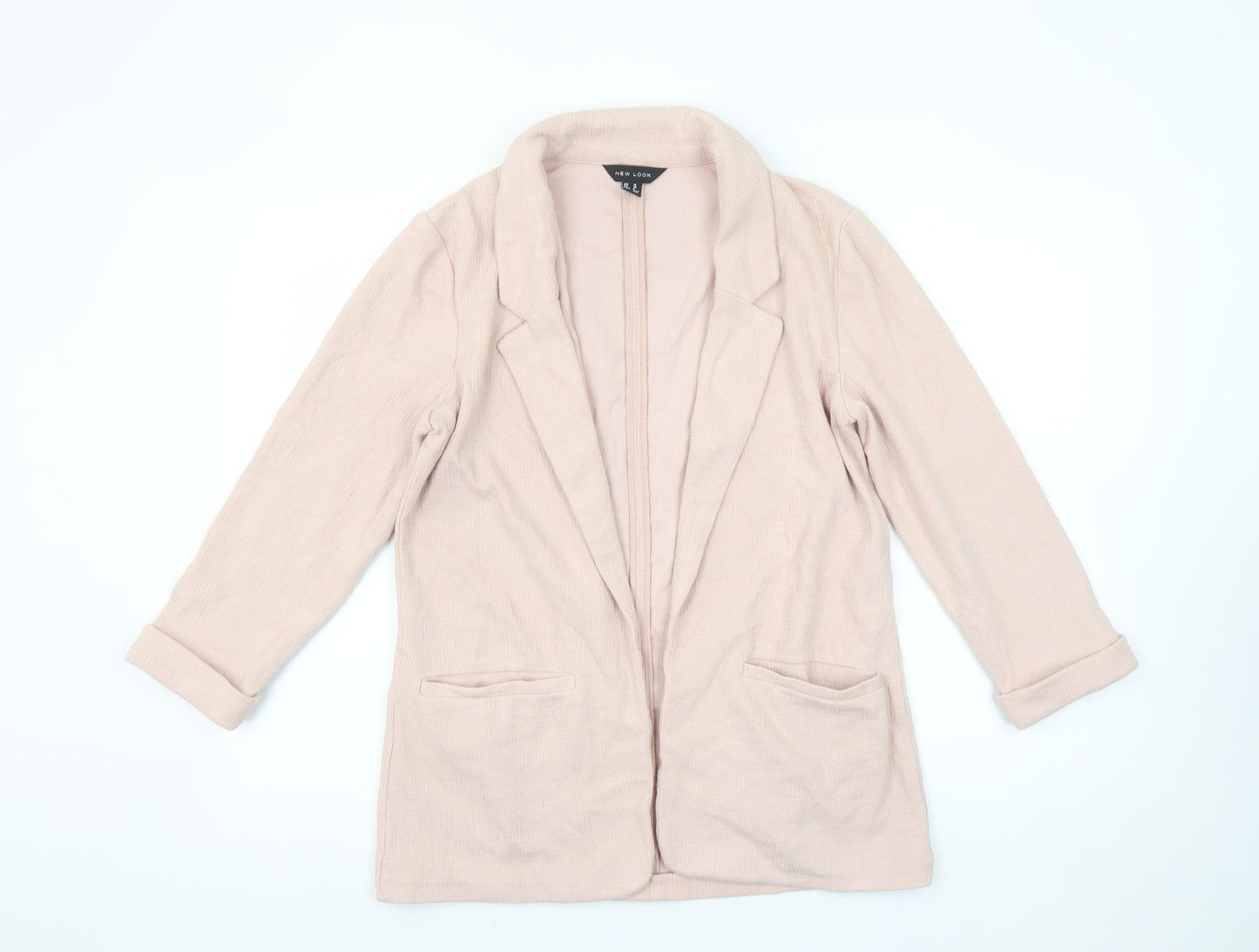 New Look Women Beige Regular Fit Long Sleeve Woven Blazer Size 10