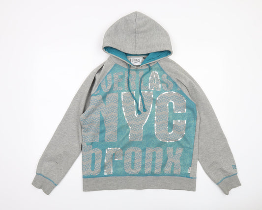 Everlast Women's Grey Blue NYC Bronx Sequin Hoodie Size 16