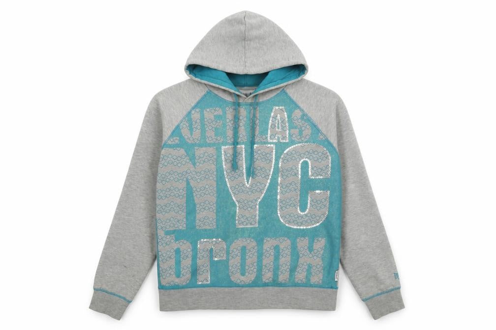 Everlast Women's Grey Blue NYC Bronx Sequin Hoodie Size 16