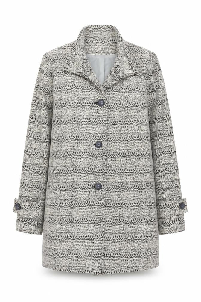 Kesta London Womens Grey Herringbone Wool Blend Mid-Length Coat Size 10
