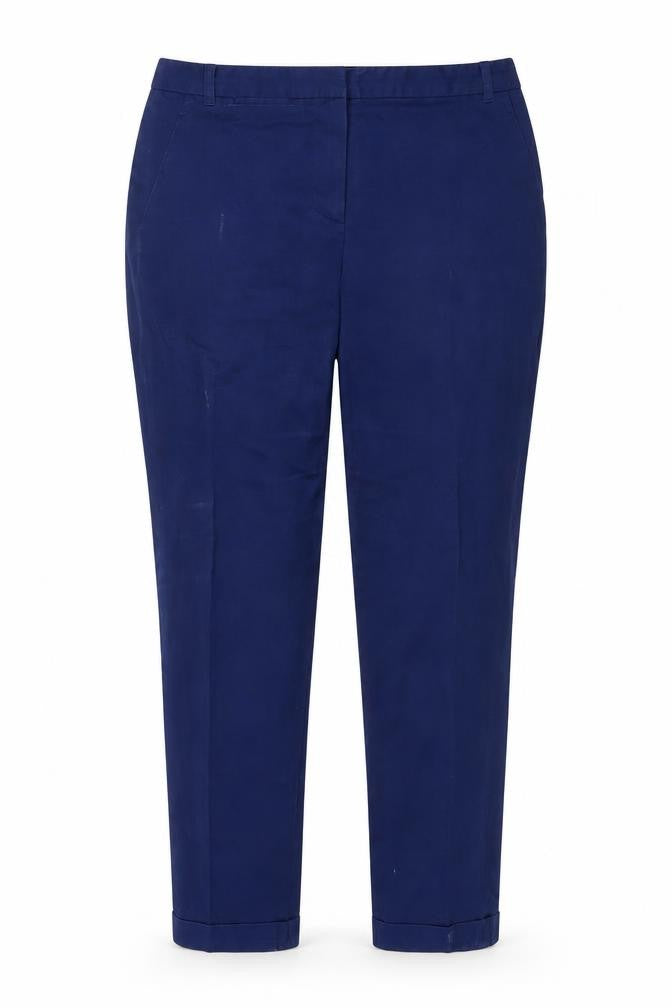 Caroll Women Blue Chino Slim Fit Cotton Stretch Trousers Size 8