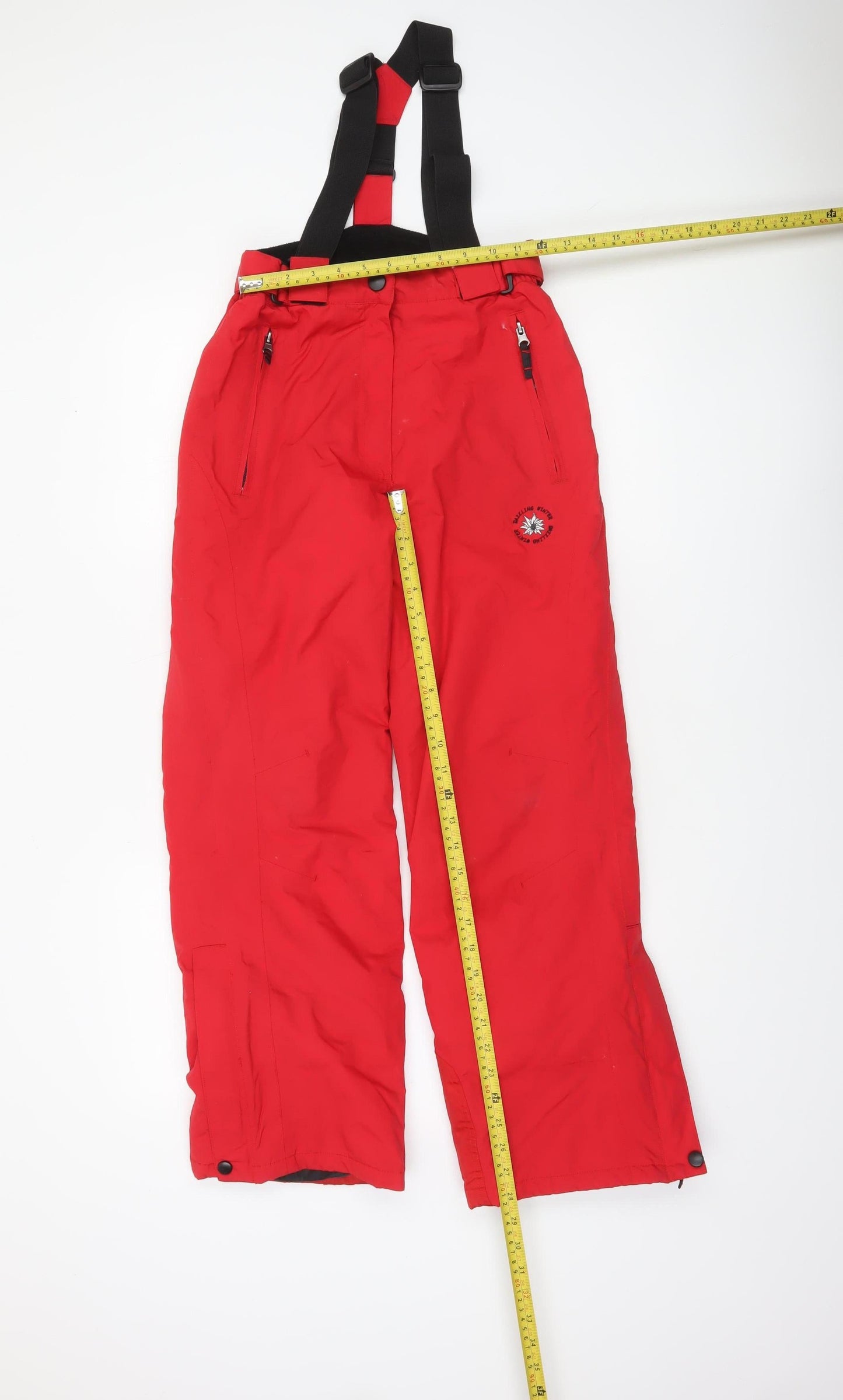Alive Boys Red 12 Years Waterproof Ski Snow Pants Trousers with Braces