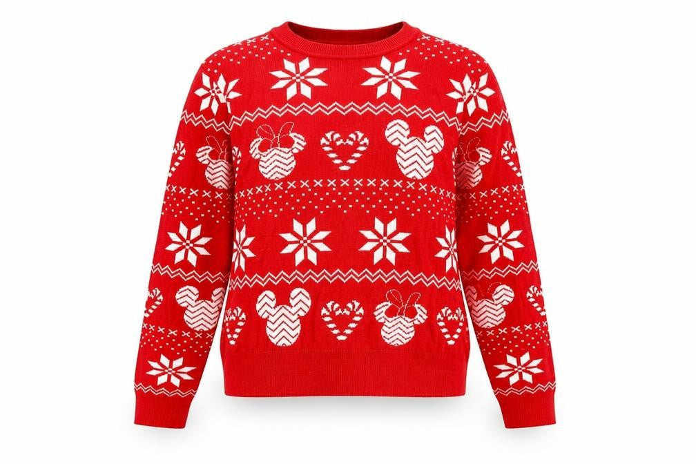 Disney Women’s Red Christmas Mickey Mouse Fair Isle Jumper Size S