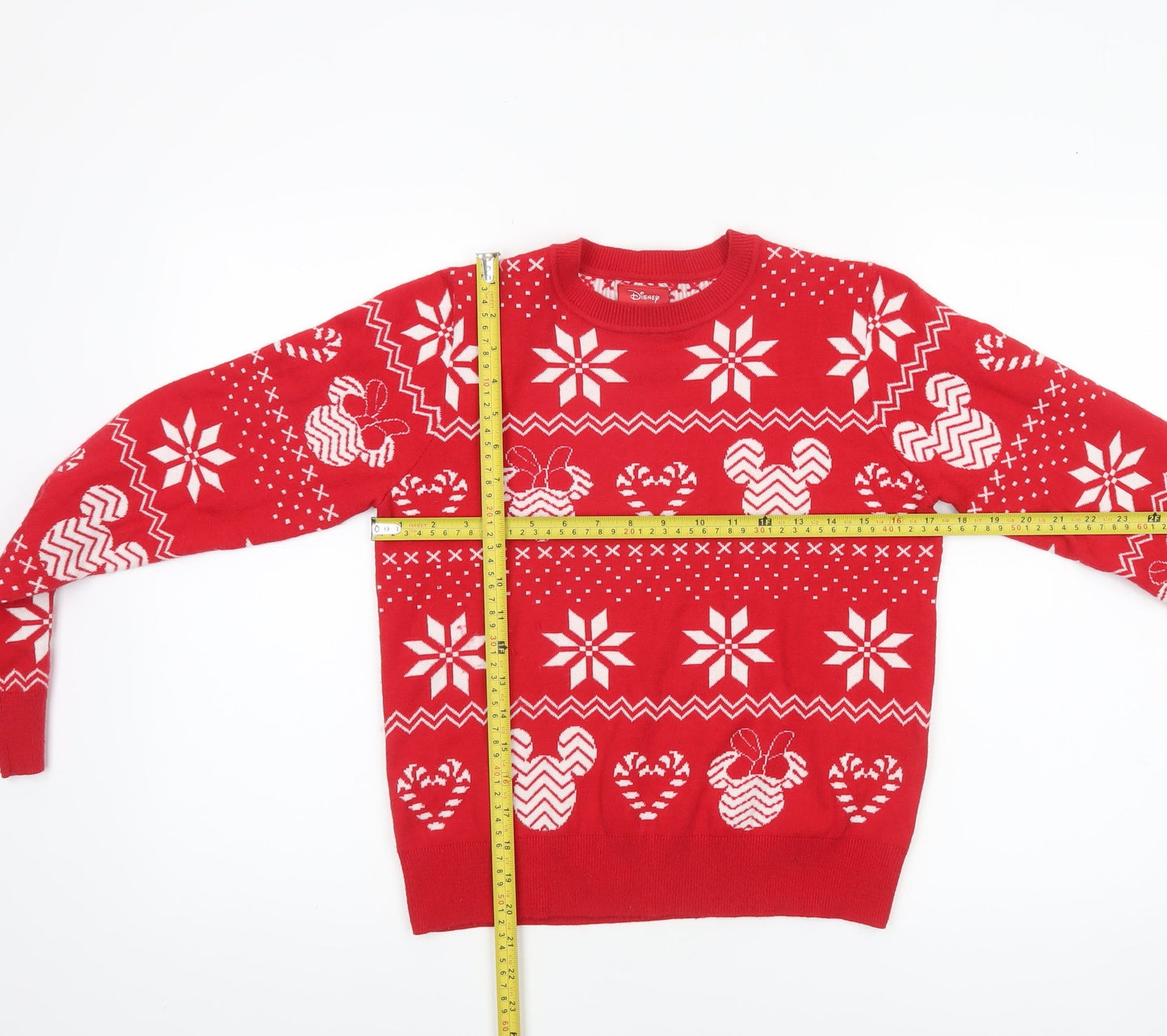 Disney Women’s Red Christmas Mickey Mouse Fair Isle Jumper Size S