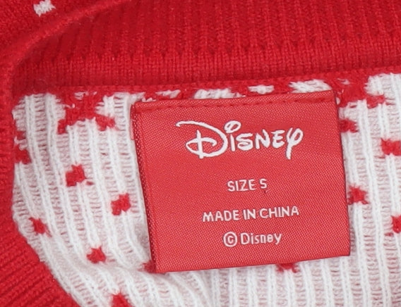 Disney Women’s Red Christmas Mickey Mouse Fair Isle Jumper Size S