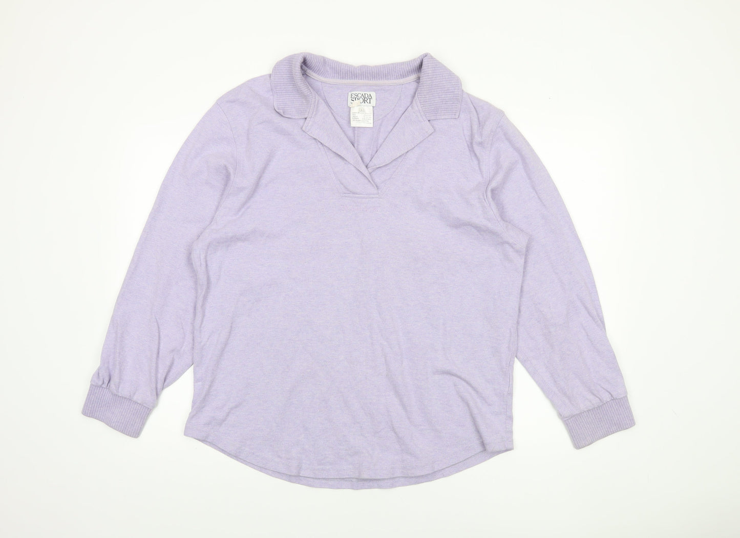 Escada Sport Women Lilac Cotton Pullover Sweatshirt L Long Sleeve