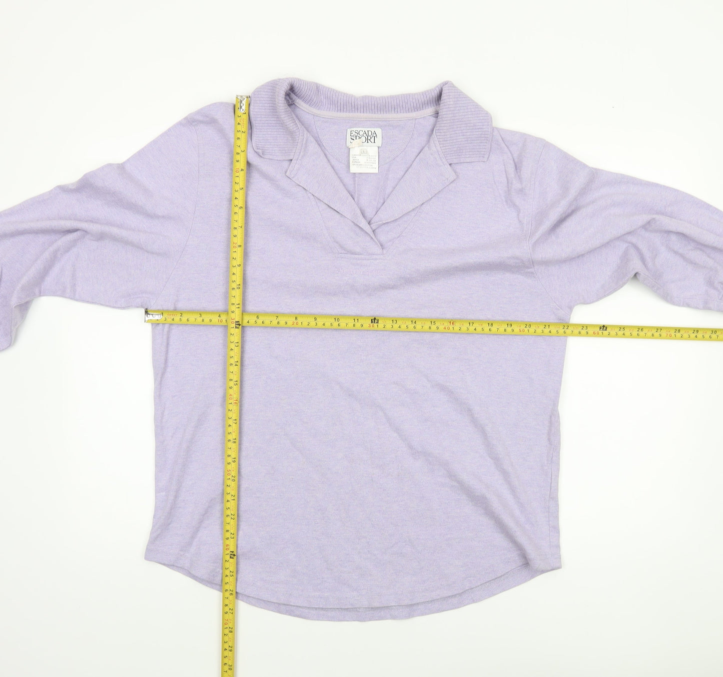 Escada Sport Women Lilac Cotton Pullover Sweatshirt L Long Sleeve