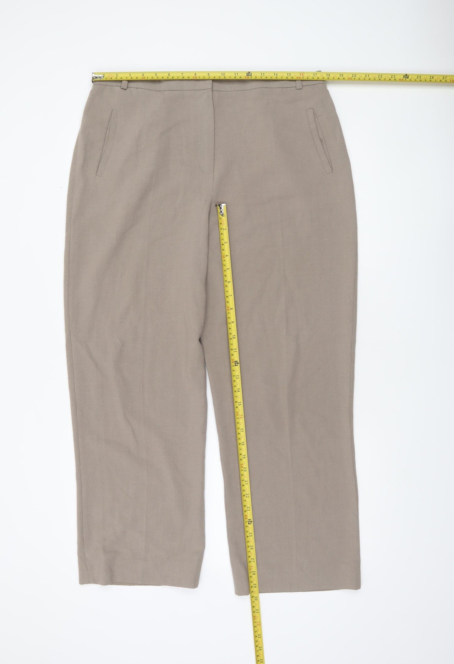 Eastex Women's Beige Straight Leg Trousers Size 18 Regular