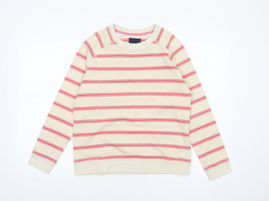 Crew Clothing Company Womens Beige Striped Cotton Pullover Sweatshirt Size 10