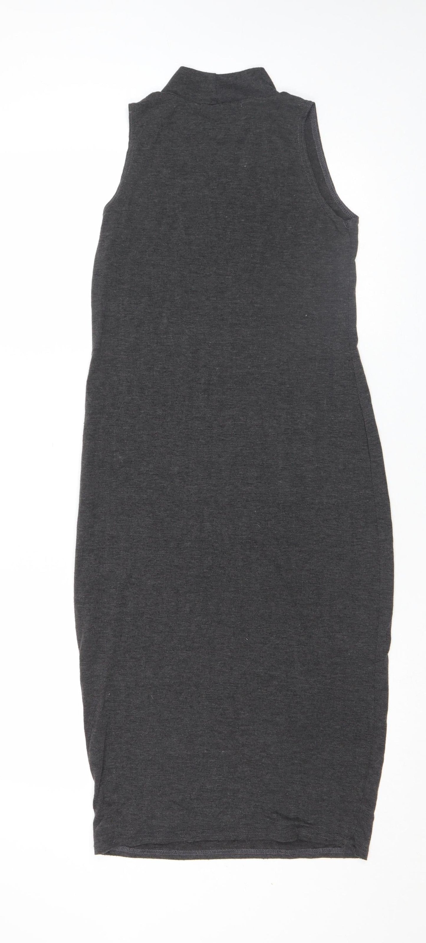 Boohoo Women’s Grey Bodycon Sleeveless High Neck Dress Size 8