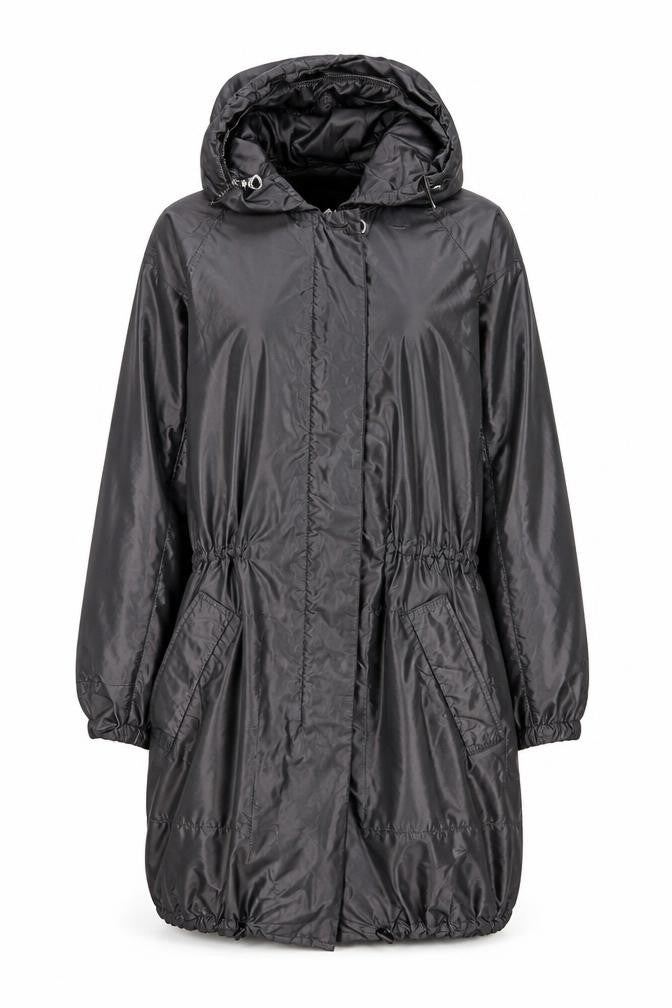 Jigsaw Women's Black Hooded Long Parka Jacket Size 12
