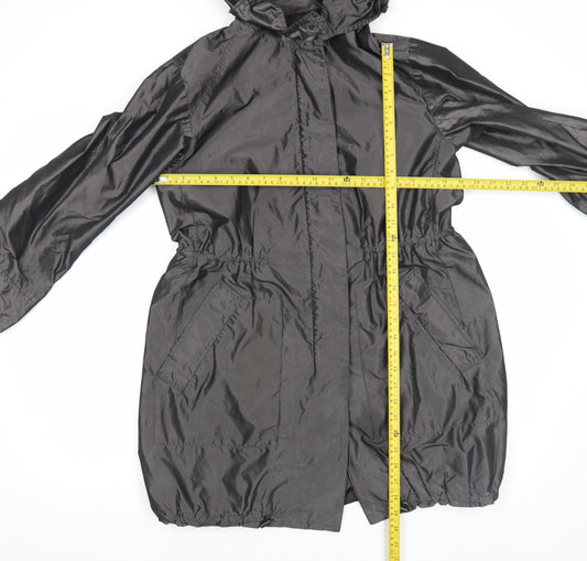 Jigsaw Women's Black Hooded Long Parka Jacket Size 12