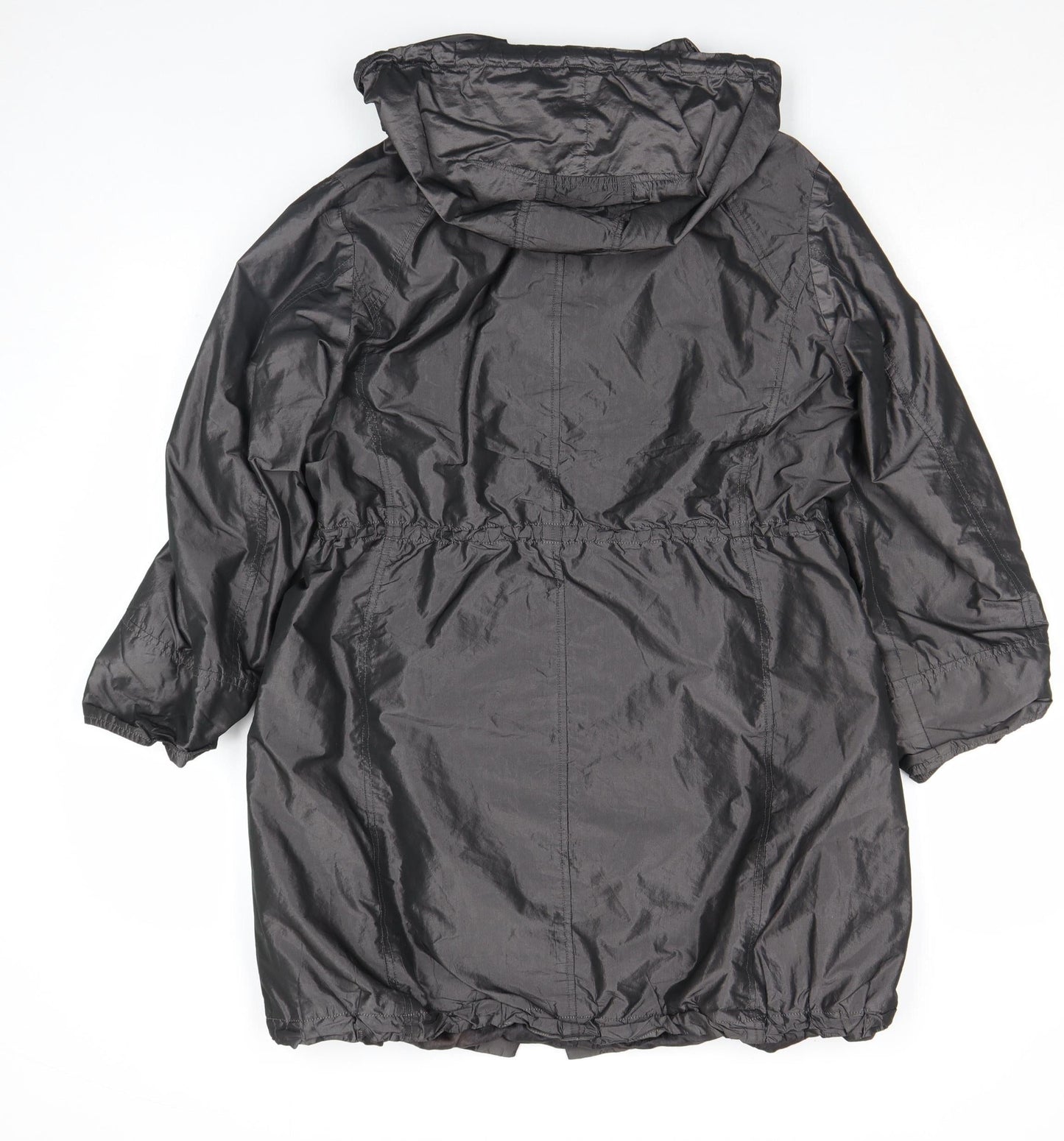 Jigsaw Women's Black Hooded Long Parka Jacket Size 12