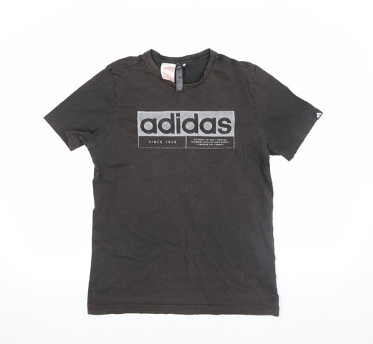 Womens UK Size 14 adidas Black Cotton T-Shirt