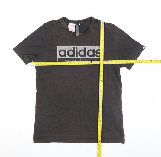 Womens UK Size 14 adidas Black Cotton T-Shirt